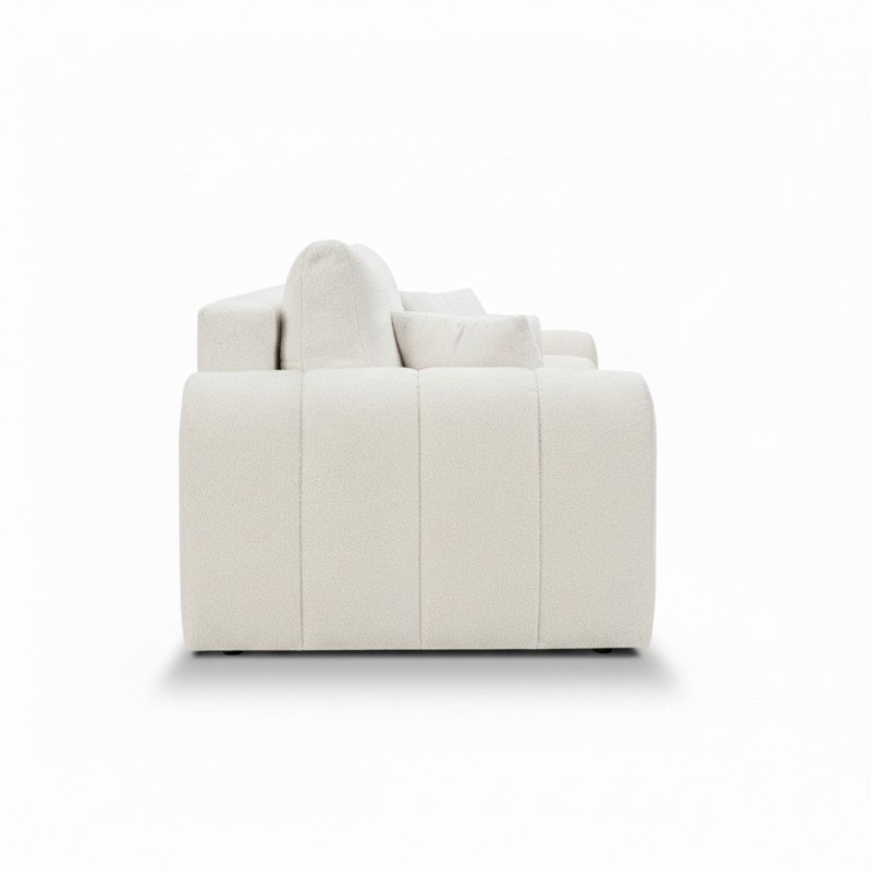 Divano letto GIORGIO 3 posti in tessuto bouclé grezzo