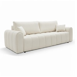 Divano letto GIORGIO 3 posti in tessuto bouclé grezzo