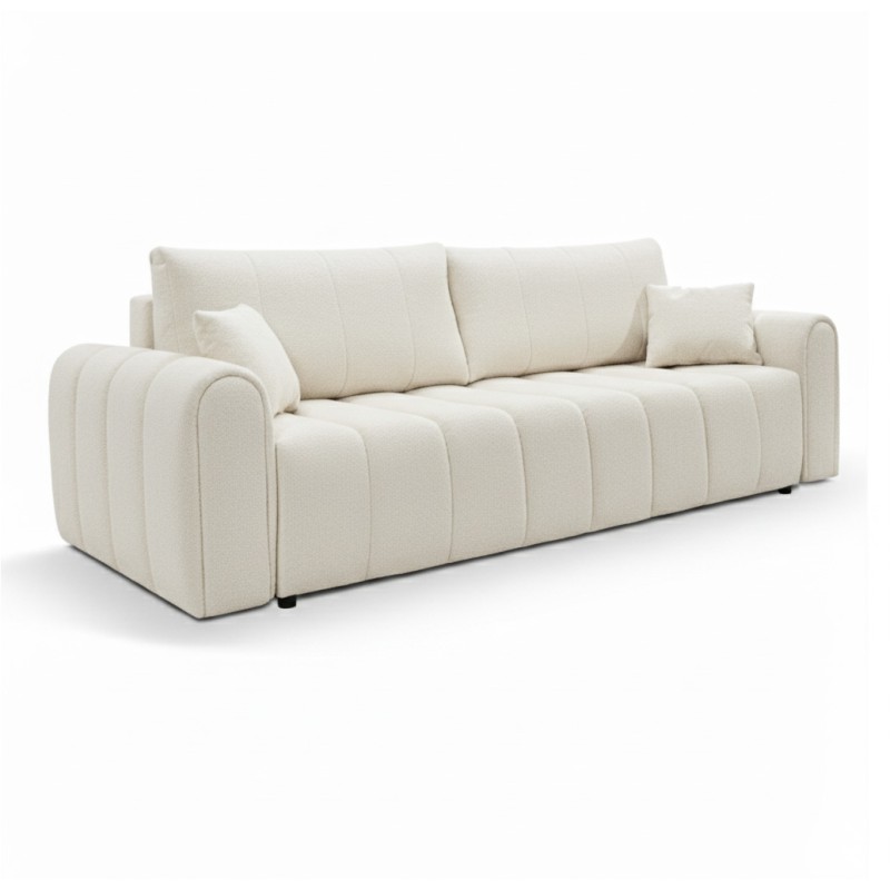 Divano letto GIORGIO 3 posti in tessuto bouclé grezzo