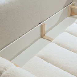 Divano letto GIORGIO 3 posti in tessuto bouclé grezzo