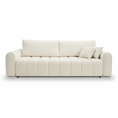 GIORGIO 3-Sitzer-Schlafsofa mit geradem Rücken, Bouclé-Stoff in Greige