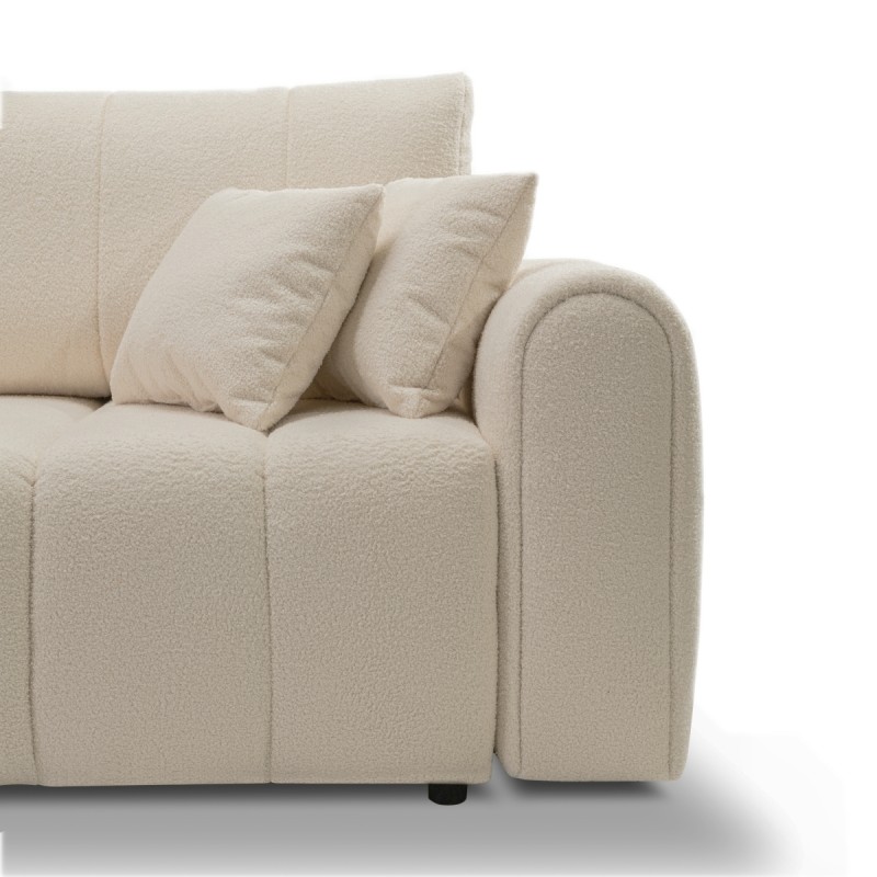 Canapé droit convertible GIORGIO 3 places tissu bouclette taupe