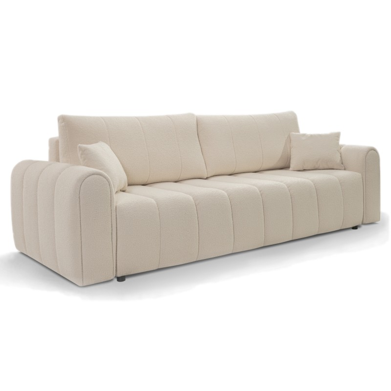 Canapé droit convertible GIORGIO 3 places tissu bouclette taupe