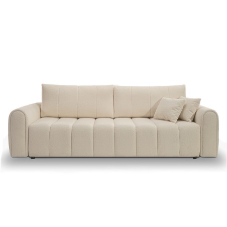 Gerades Schlafsofa GIORGIO 3-Sitzer, Bouclé-Stoff taupe