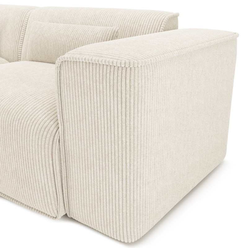 Canapé droit fixe NUNA 3 places velours côtelé beige