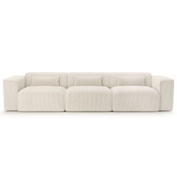 Canapé droit fixe NUNA 4/5 places velours côtelé beige