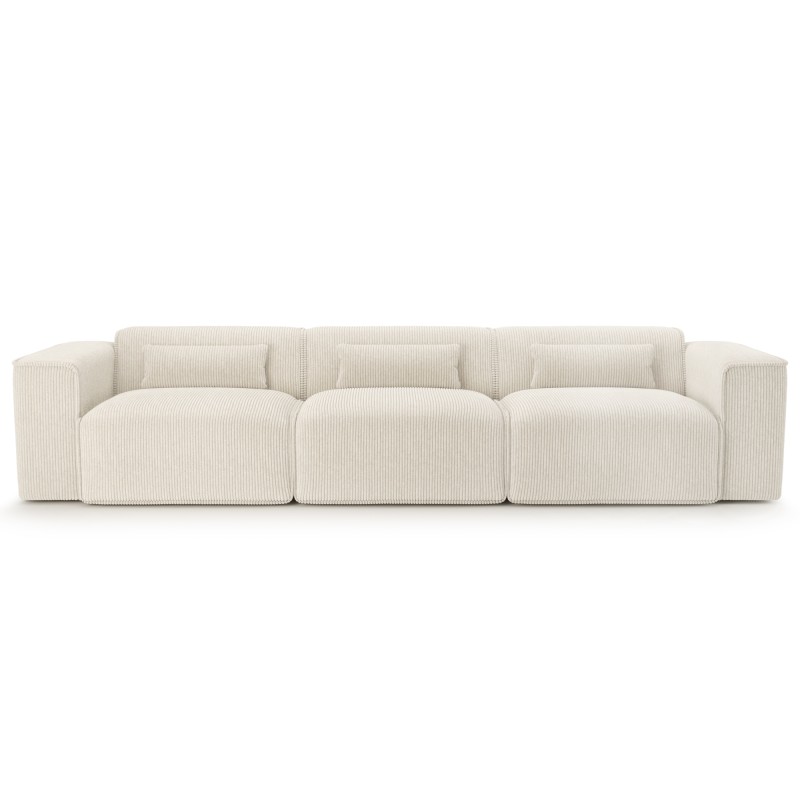 Canapé droit fixe NUNA 4/5 places velours côtelé beige