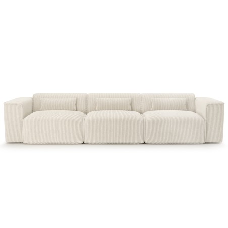 Canapé droit NUNA fixe velours côtelé beige 4/5 places