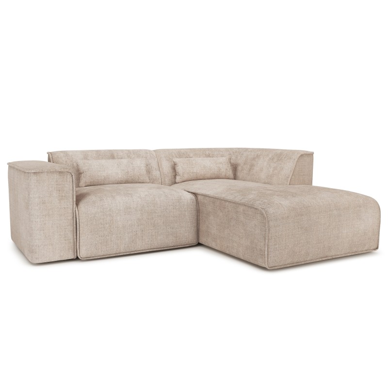 Canapé d'angle droit fixe NUNA 4 places tissu taupe