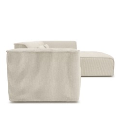 Canapé d'angle droit NUNA fixe velours côtelé beige 4 places