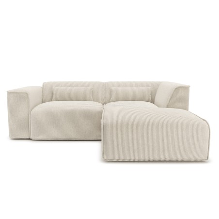 Canapé d'angle droit NUNA fixe velours côtelé beige 4 places