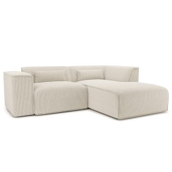 Canapé d'angle droit NUNA fixe velours côtelé beige 4 places