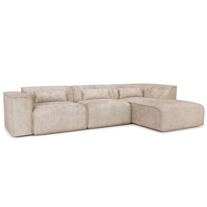 Canapé d'angle droit fixe NUNA 5/6 places tissu taupe