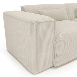 Canapé d'angle droit NUNA fixe velours côtelé beige 5/6 places