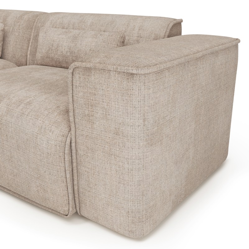 Canapé d'angle gauche NUNA fixe tissu taupe 4 places