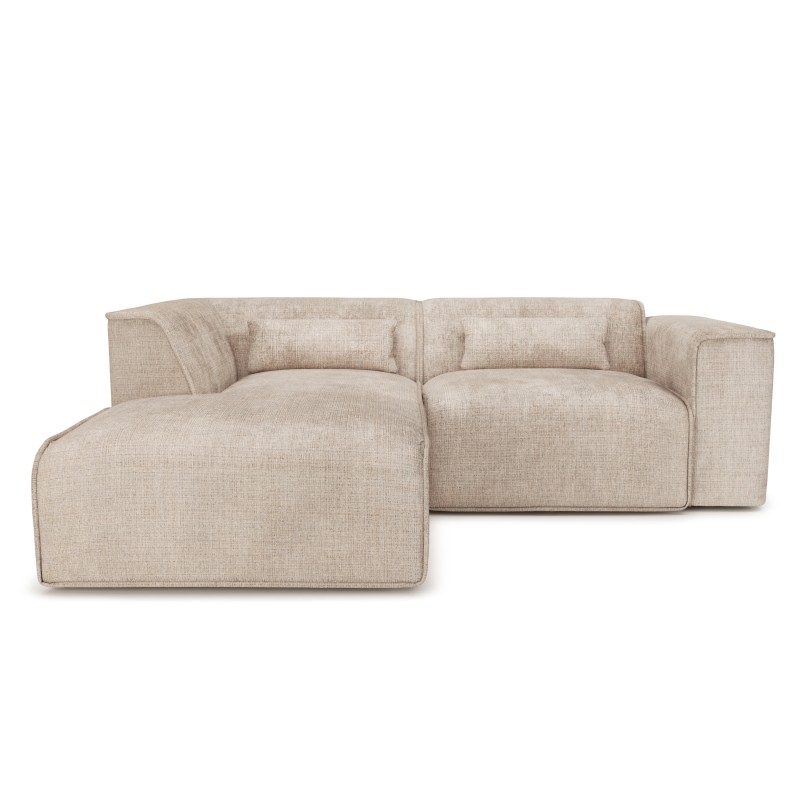 Canapé d'angle gauche NUNA fixe tissu taupe 4 places