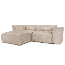 Canapé d'angle gauche NUNA fixe tissu taupe 4 places