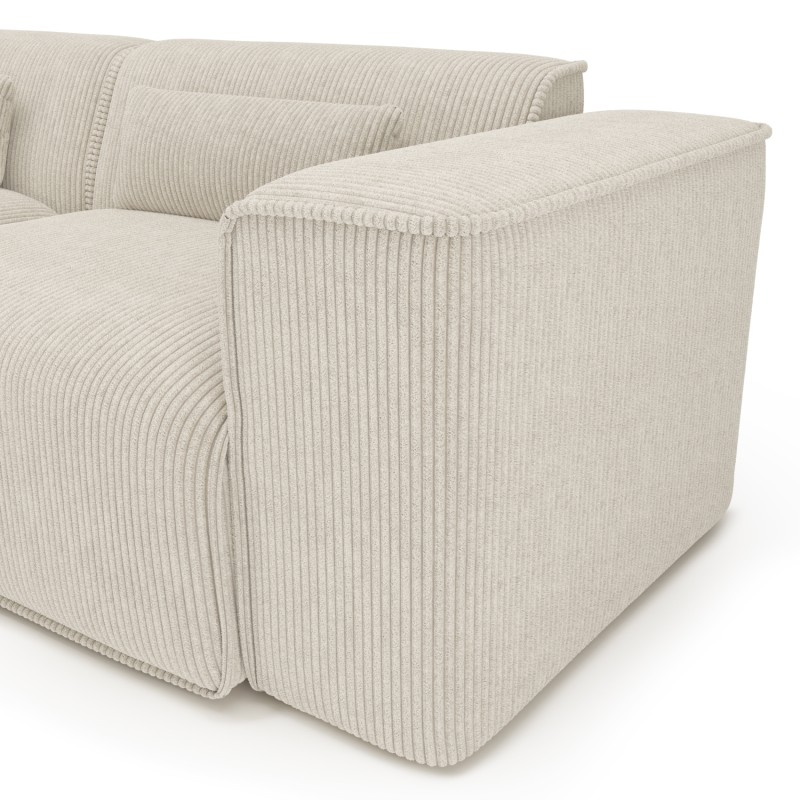 Canapé d'angle gauche NUNA fixe velours côtelé beige 4 places