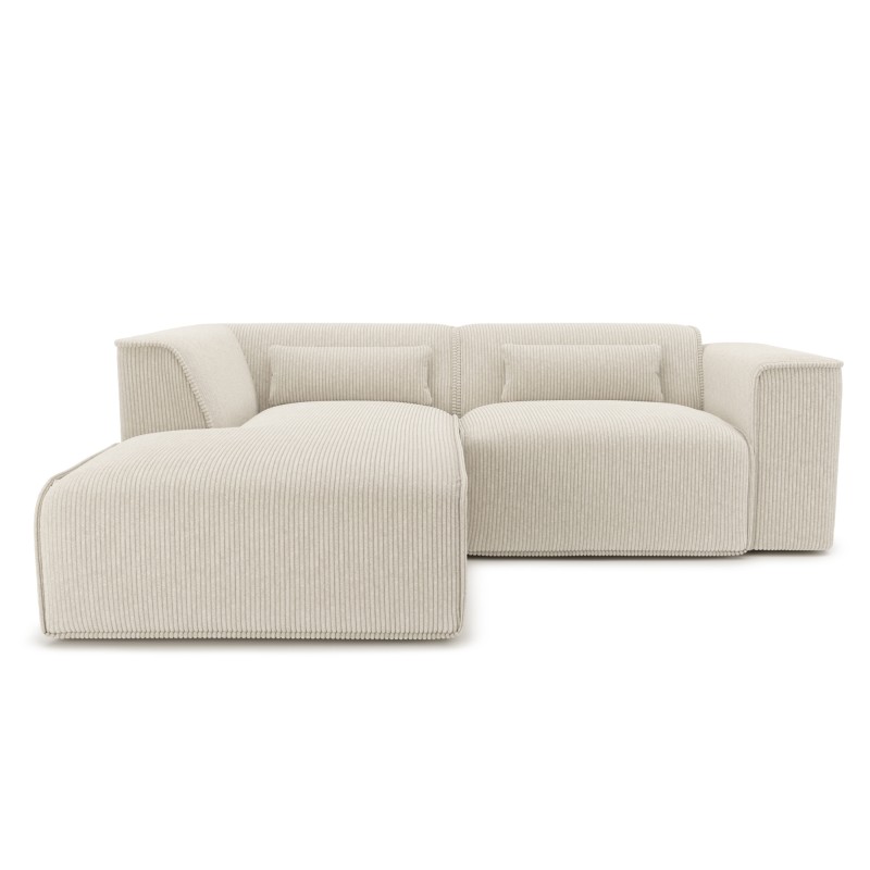 Canapé d'angle gauche NUNA fixe velours côtelé beige 4 places