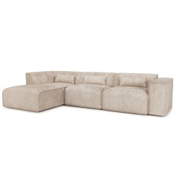 Canapé d'angle gauche fixe NUNA 5/6 places tissu taupe