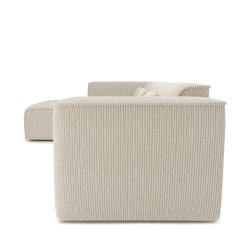 Canapé d'angle gauche NUNA fixe velours côtelé beige 5/6 places