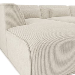 Canapé d'angle gauche NUNA fixe velours côtelé beige 5/6 places