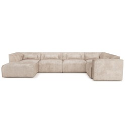 Canapé panoramique fixe NUNA 7 places chaise gauche tissu taupe