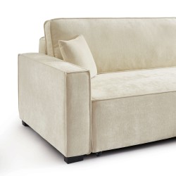 Canapé d'angle convertible et réversible GAVI 4 places tissu beige