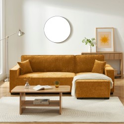 Canapé d'angle GAVI convertible et réversible tissu jaune moutarde 4 places