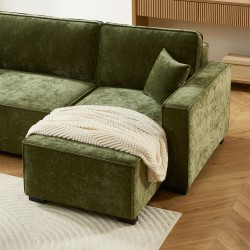 Canapé d'angle GAVI convertible et réversible tissu vert 4 places