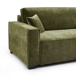 Canapé d'angle GAVI convertible et réversible tissu vert 4 places