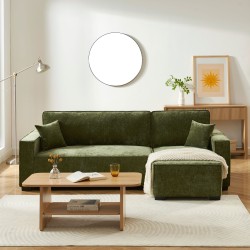 Canapé d'angle GAVI convertible et réversible tissu vert 4 places