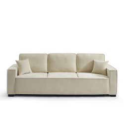 Canapé droit GAVI convertible tissu beige 3 places