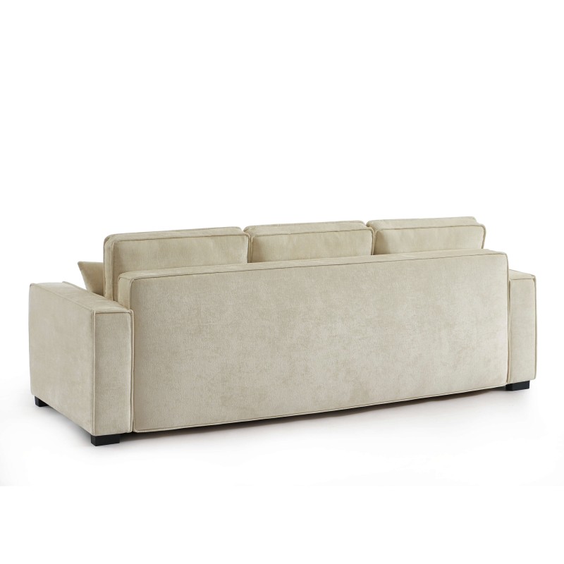 Canapé droit GAVI convertible tissu beige 3 places