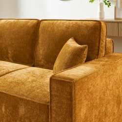 Canapé droit GAVI convertible tissu jaune moutarde 3 places
