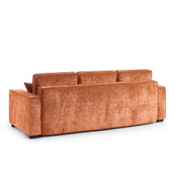 Canapé droit convertible GAVI 3 places tissu terracotta