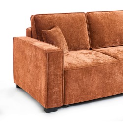 Canapé droit convertible GAVI 3 places tissu terracotta