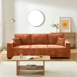 Canapé droit convertible GAVI 3 places tissu terracotta