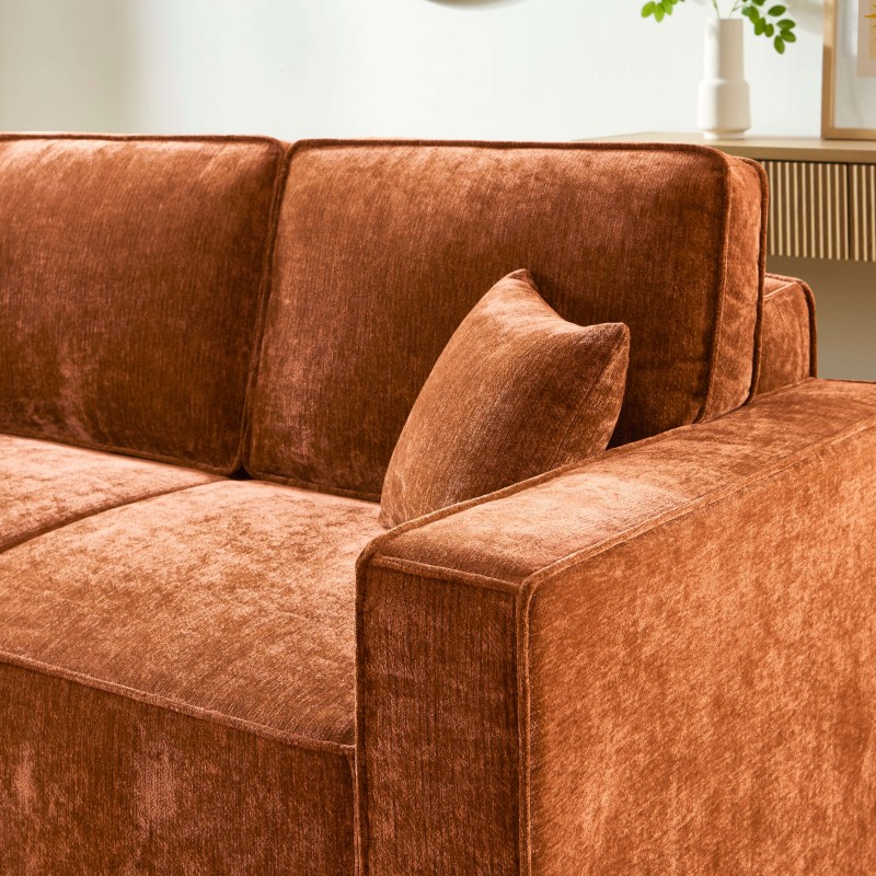 Canapé droit convertible GAVI 3 places tissu terracotta