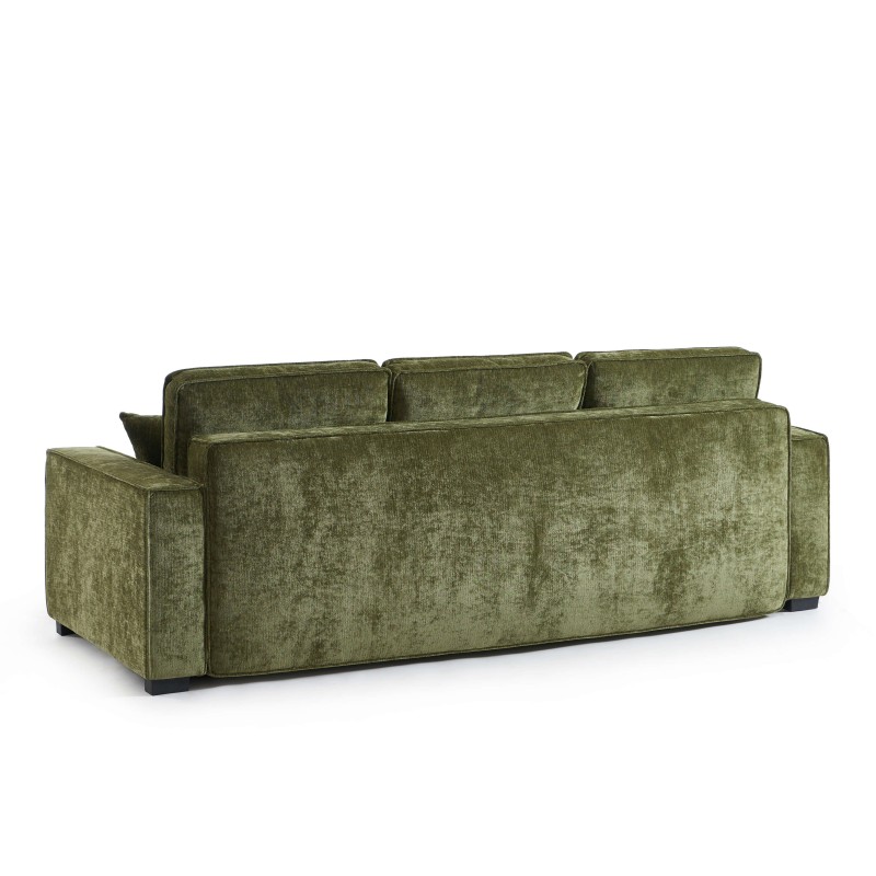Canapé droit GAVI convertible tissu vert 3 places