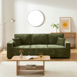 Canapé droit GAVI convertible tissu vert 3 places