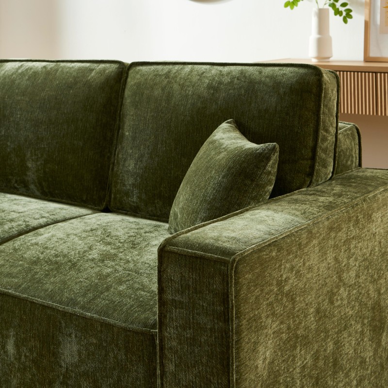 Canapé droit GAVI convertible tissu vert 3 places