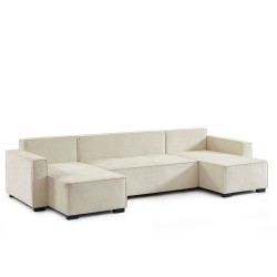Canapé panoramique convertible GAVI 6 places tissu beige