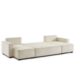 Canapé panoramique convertible GAVI 6 places tissu beige