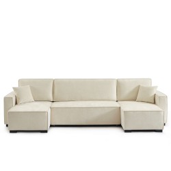 Canapé panoramique convertible GAVI 6 places tissu beige