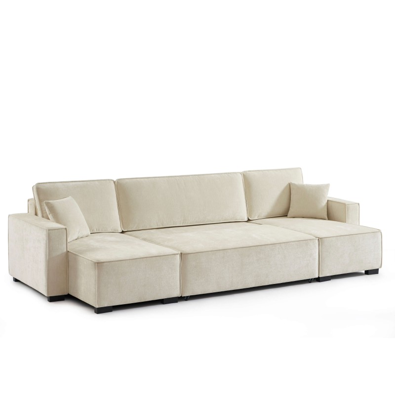 Canapé panoramique convertible GAVI 6 places tissu beige
