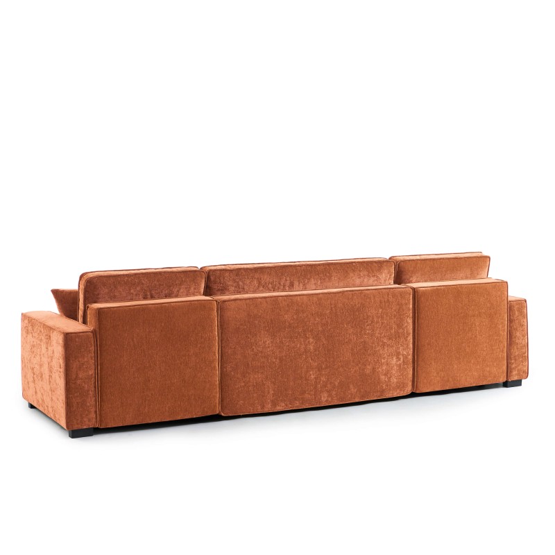 Canapé panoramique GAVI convertible tissu terracotta 6 places