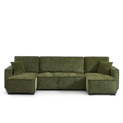 Canapé panoramique convertible GAVI 6 places tissu vert
