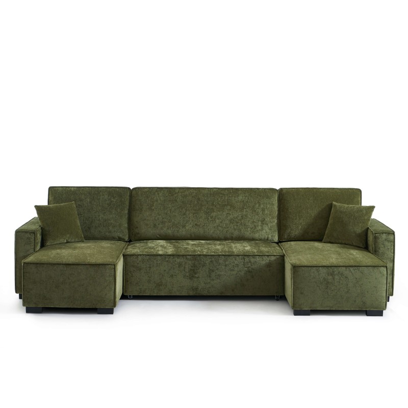 Canapé panoramique convertible GAVI 6 places tissu vert