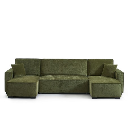 Canapé panoramique convertible GAVI 6 places tissu vert